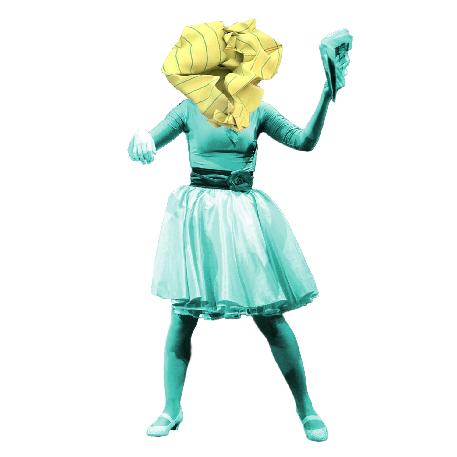 Actress with a crumbled paper head