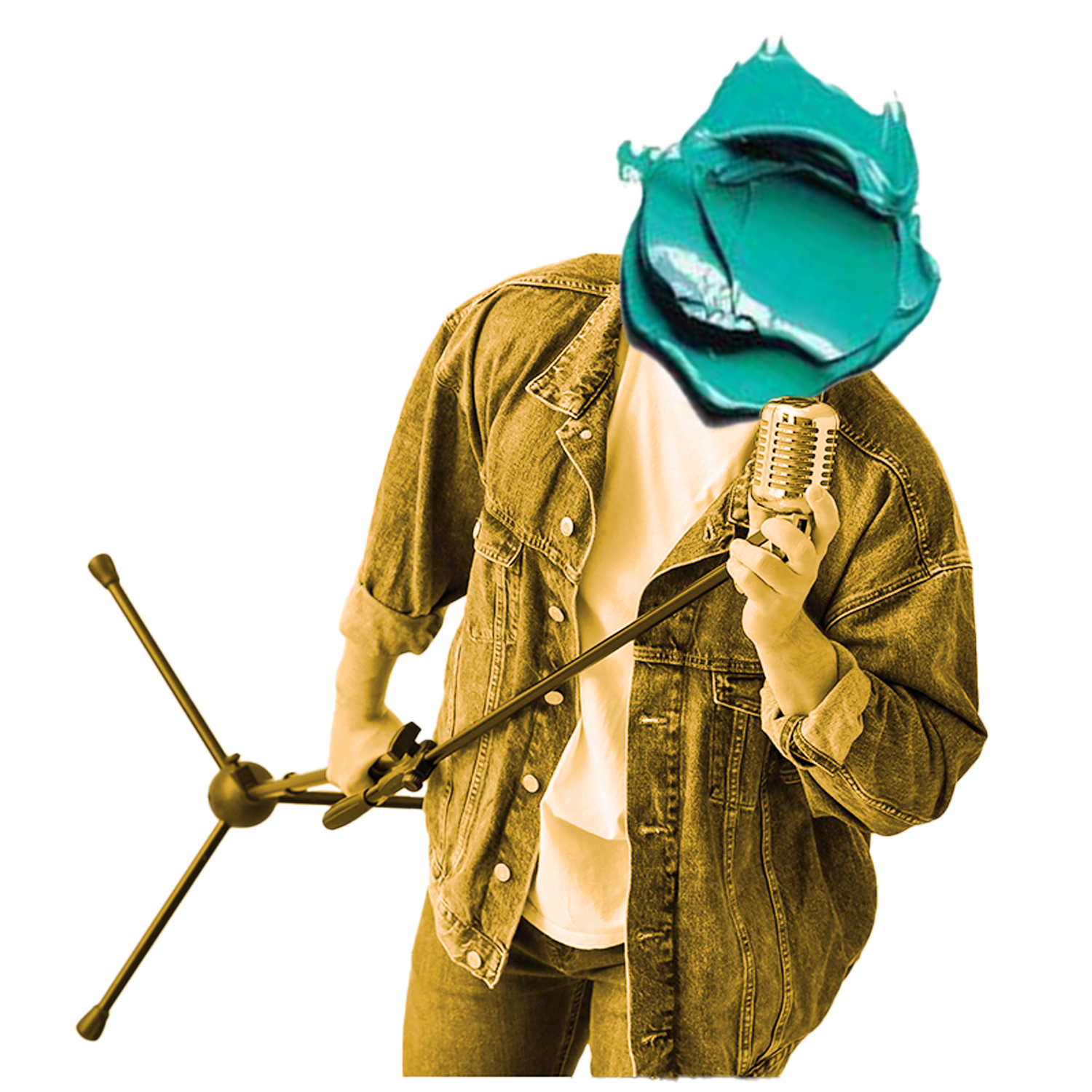 Comedian with paint smear as a head